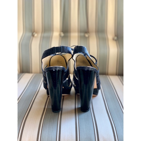 COACH || Metallic Snakeskin Lace Up Platform Heels - Picture 5 of 7